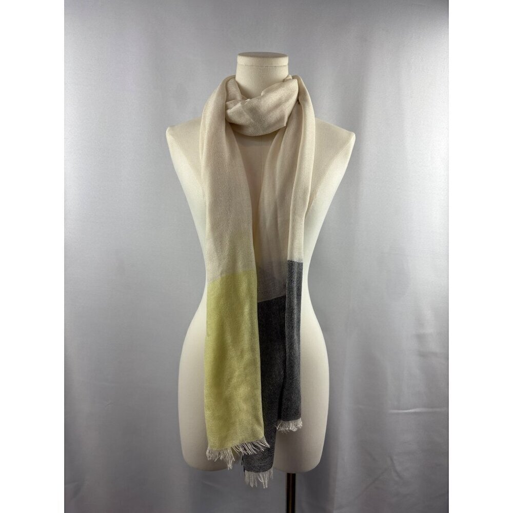 Colorblock Soft Cashmere-Blend Scarf With Fringe Edges